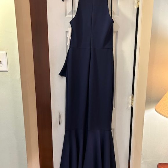 Aqua Cascade Ruffle Mermaid Gown - Navy size 6 - Picture 4 of 6